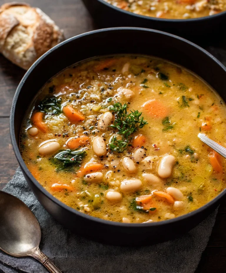 Hearty Tuscan White Bean Soup- Flavorful & Cozy