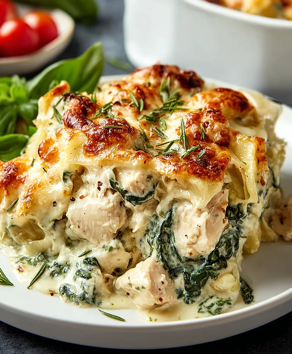 Creamy Chicken Spinach Casserole- Easy Dinner