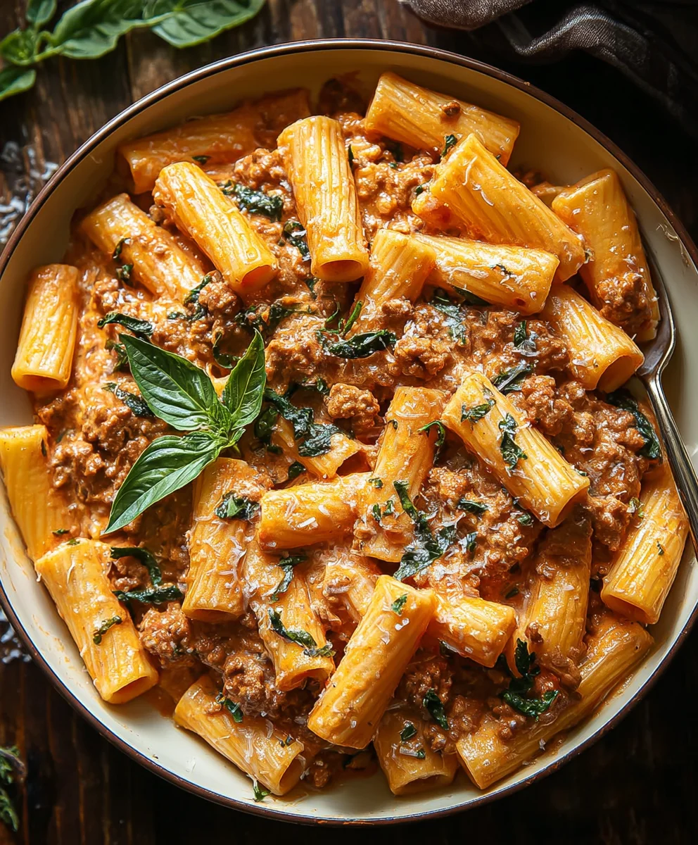 Easy One-Pot Creamy Beef Rigatoni Recipe
