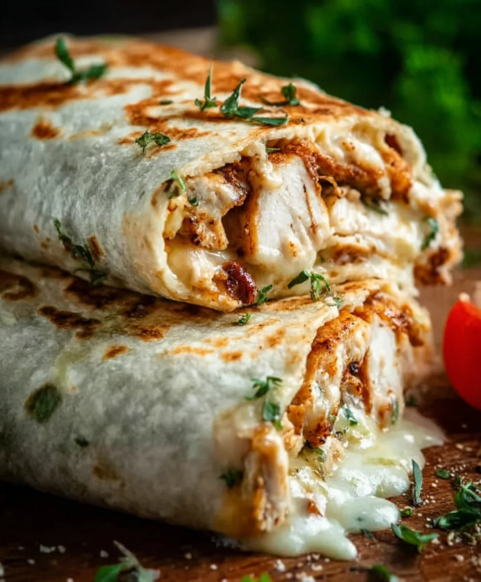 Easy Cheesy Garlic Chicken Wraps Recipe