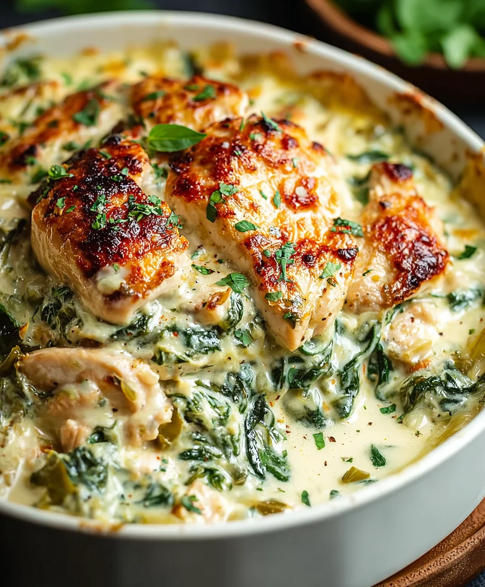 Creamy Chicken Spinach Casserole- Easy Dinner