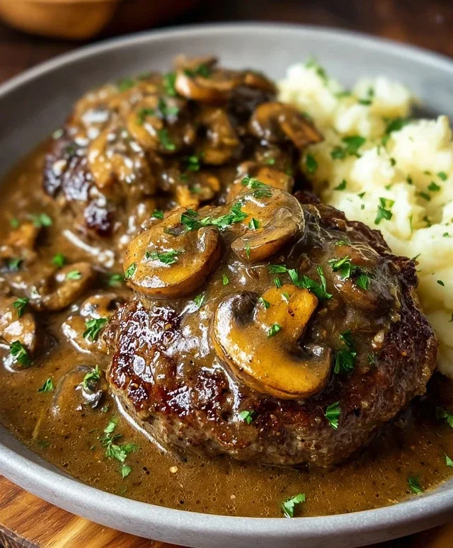 Bobby Flay’s Salisbury Steak Recipe with Mushroom Gravy