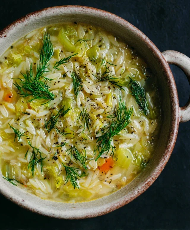 Orzo Leek and Dill Soup