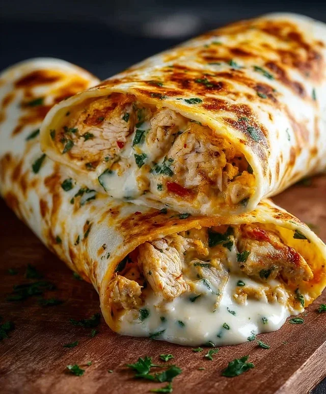 Low Carb Cheesy Garlic Chicken Wraps