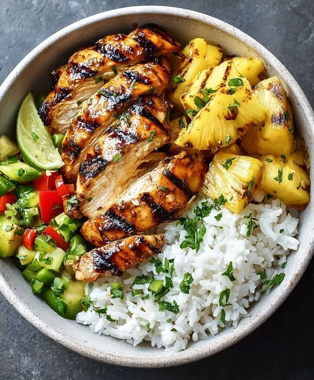 Grilled Chicken and Pineapple Bowls with Coconut Rice