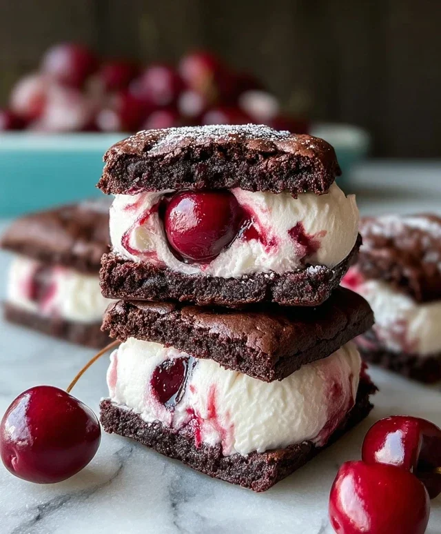 Cherry Brownie Ice Cream Sandwiches