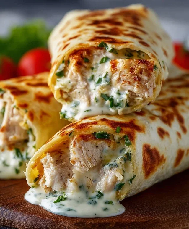 Low Carb Cheesy Garlic Chicken Wraps