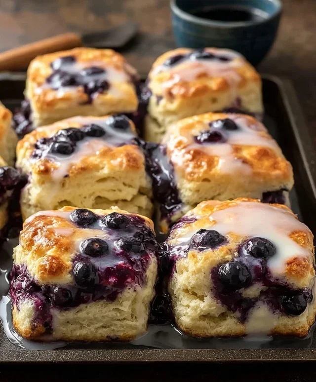 Glazed Blueberry Butter Swim Biscuits