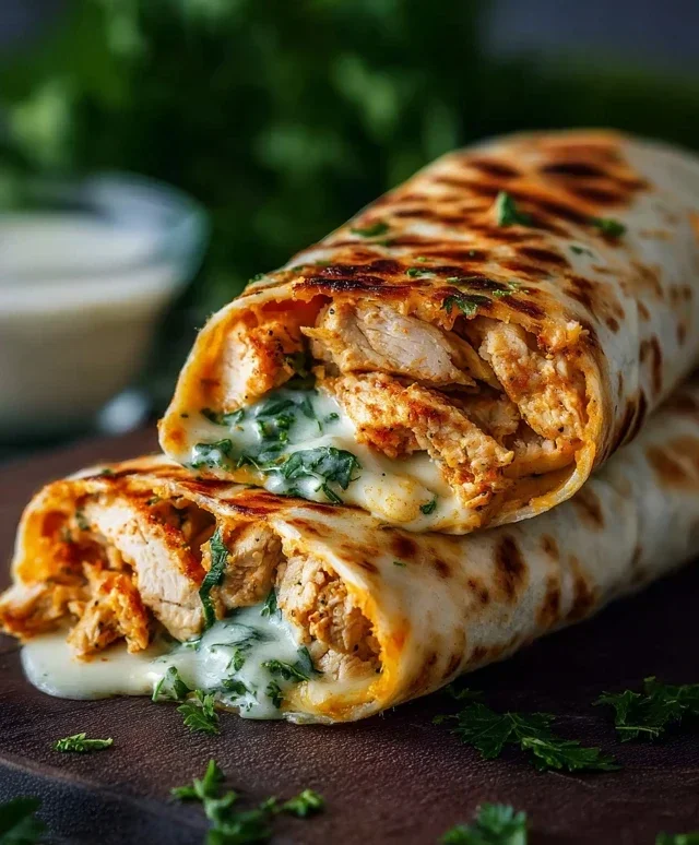 Low Carb Cheesy Garlic Chicken Wraps