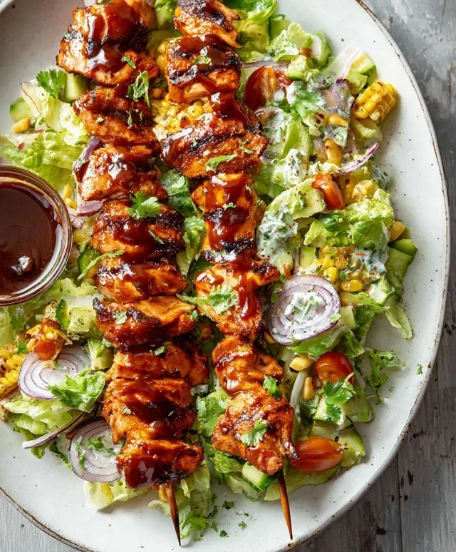 BBQ Chicken Skewer Salad