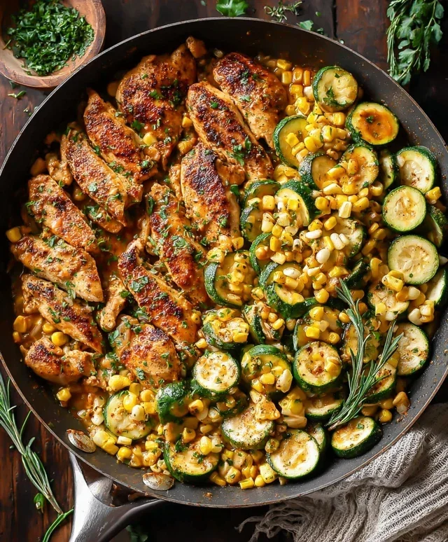 Garlic Butter Chicken with Zucchini and Corn - One-Pan, 30-Minute Meal