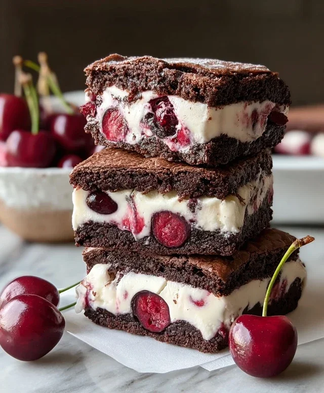 Cherry Brownie Ice Cream Sandwiches