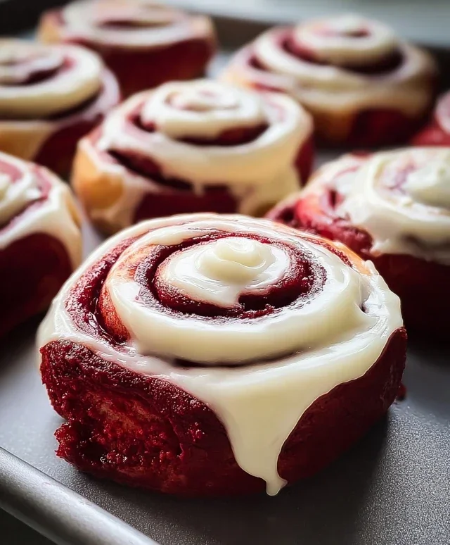 Red Velvet Cinnamon Rolls with Cream Cheese Icing
