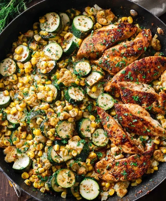 Garlic Butter Chicken with Zucchini and Corn - One-Pan, 30-Minute Meal
