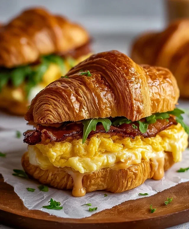 Killer Maple Mustard Croissant Breakfast Sandwiches