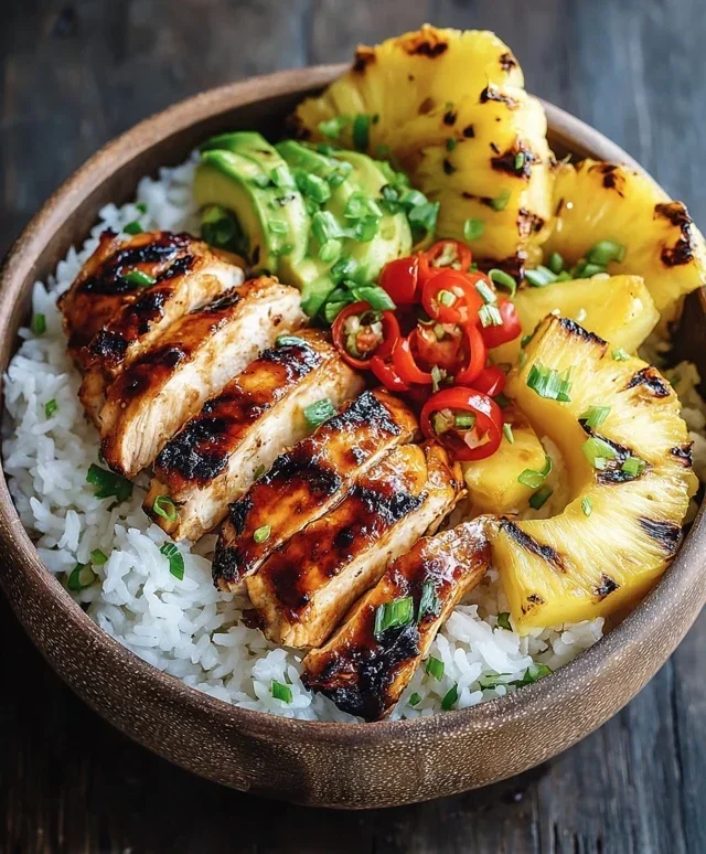 Grilled Chicken and Pineapple Bowls with Coconut Rice