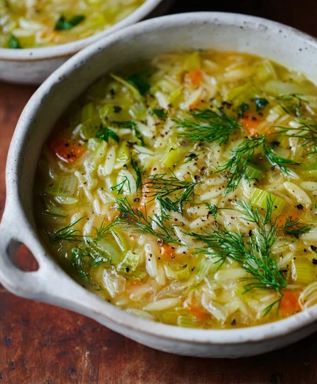Orzo Leek and Dill Soup