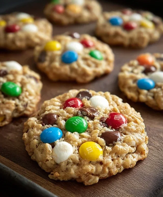 M&M Rice Krispies Cookies