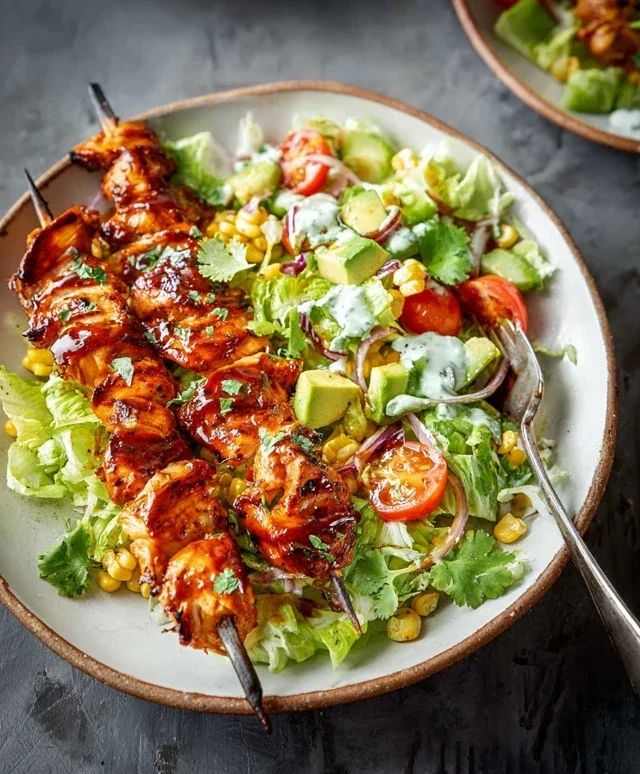BBQ Chicken Skewer Salad