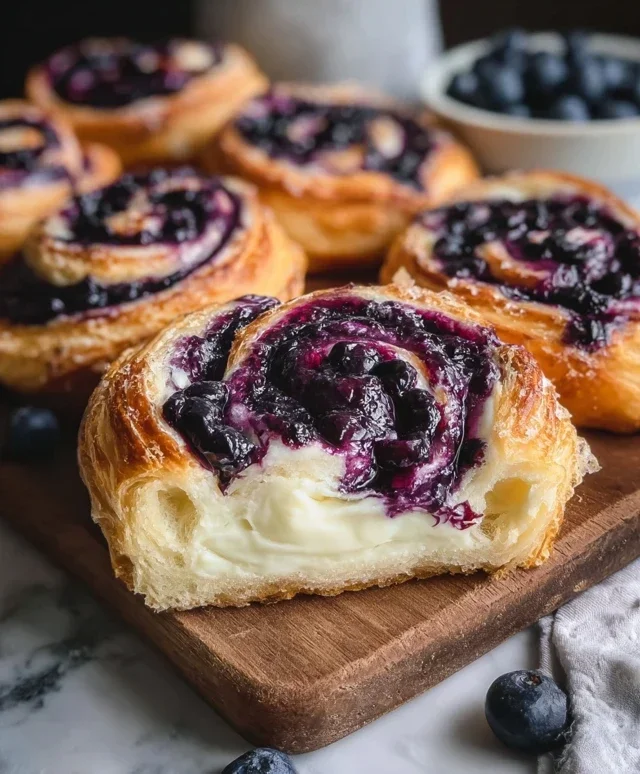 Swirled Blueberry Cream Cheese Danish