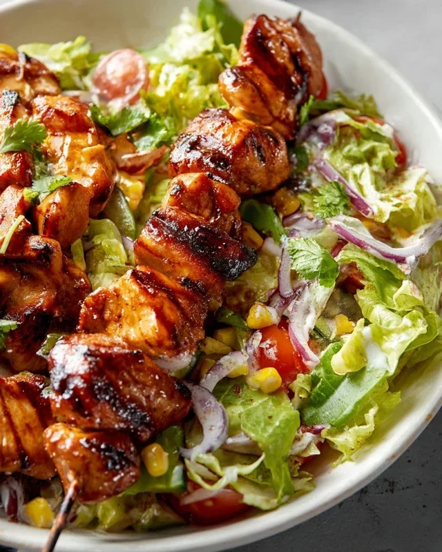 BBQ Chicken Skewer Salad