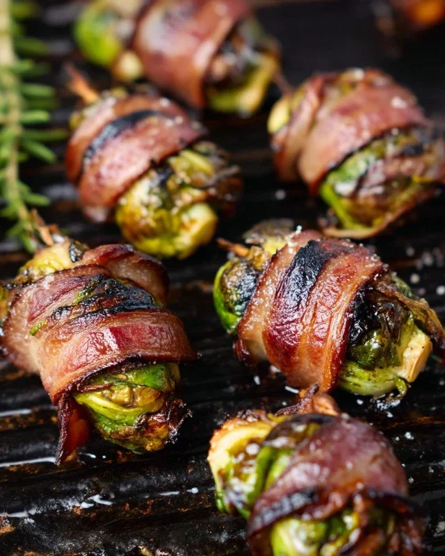 Grilled Beef Beef Bacon Wrapped Brussels Sprouts
