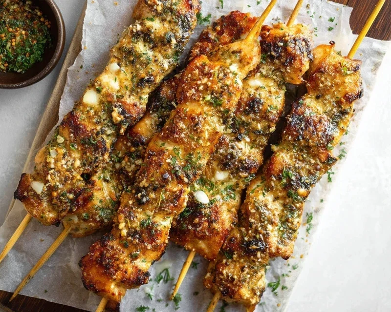 Ranch Garlic Parmesan Chicken Skewers