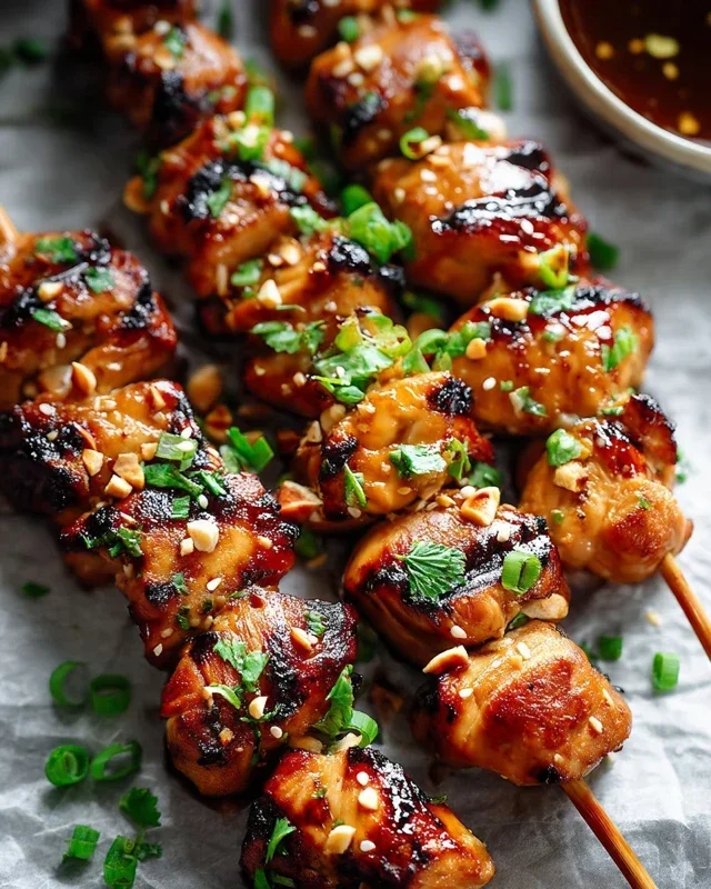 Easy Grilled Asian Chicken Skewers with Honey Garlic Sauce