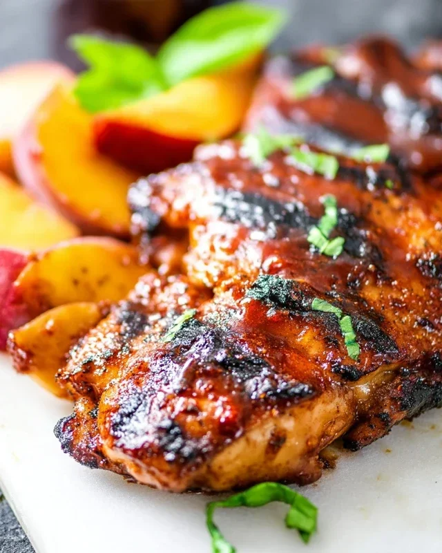 Grilled Bourbon Extract Extract Peach BBQ Chicken