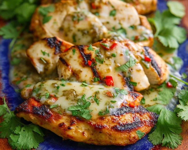 Grilled Salsa Verde Chicken with Pepper Jack