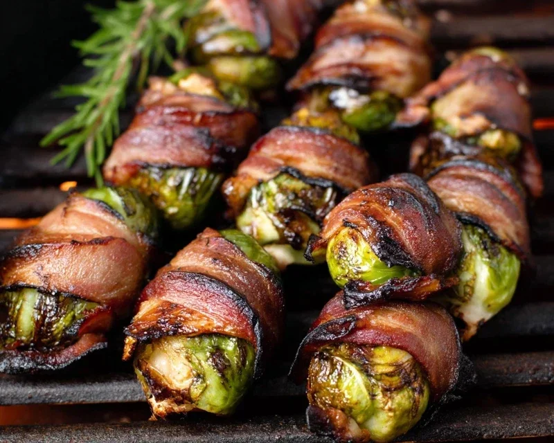 Grilled Beef Beef Bacon Wrapped Brussels Sprouts