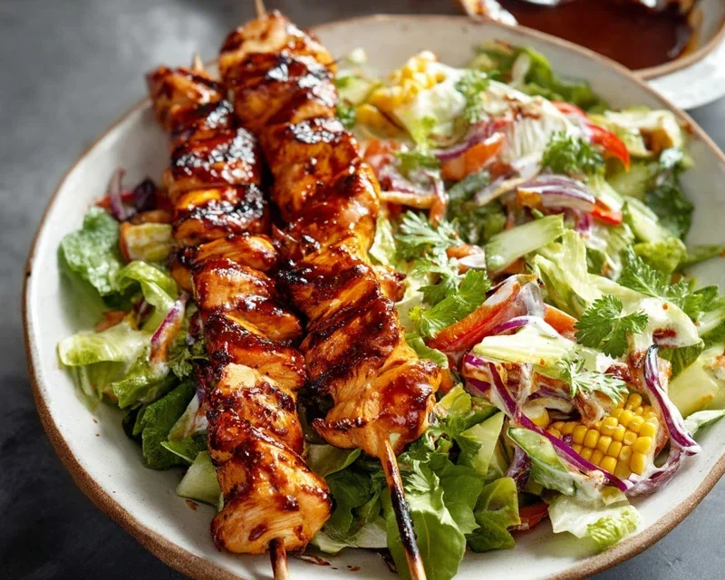 BBQ Chicken Skewer Salad