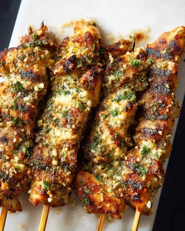 Ranch Garlic Parmesan Chicken Skewers