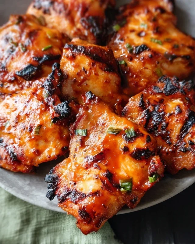 Grilled Honey Buffalo Chicken Thighs