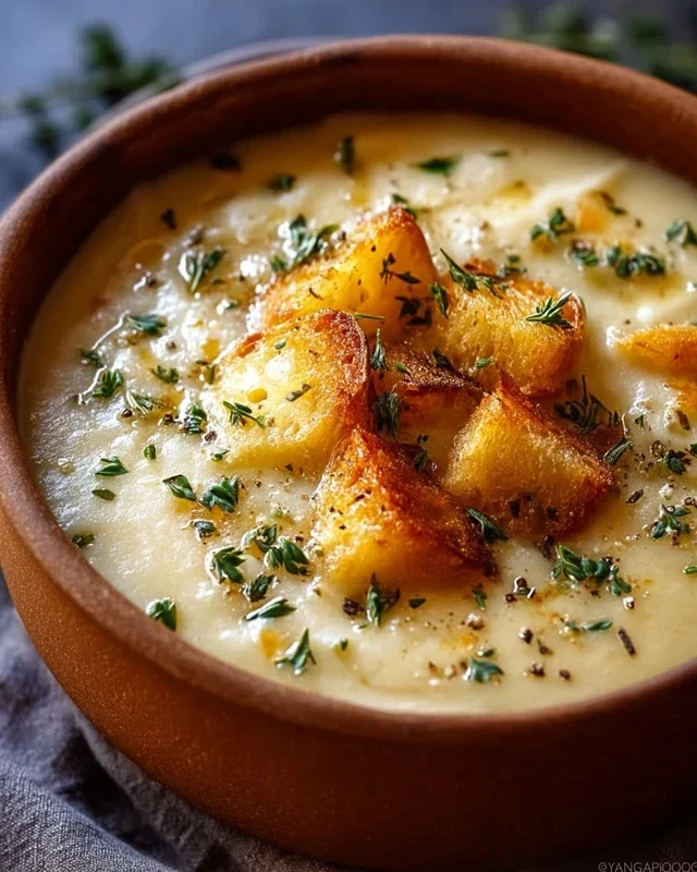 Hearty Cheddar Garlic Herb Potato Soup Recipe