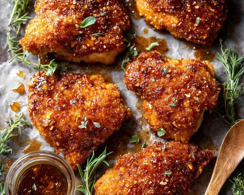 Baked Crunchy Hot Honey Chicken