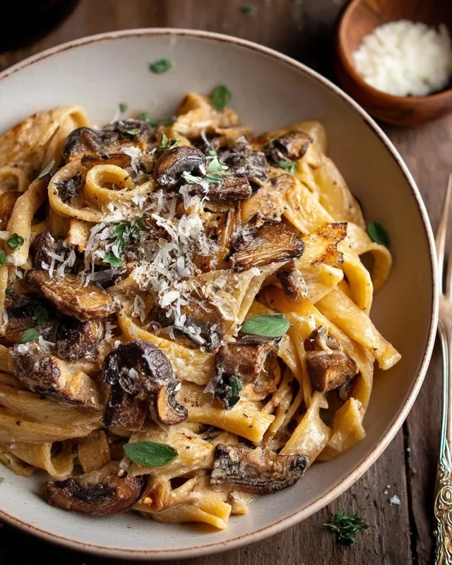 Caramelized Leek and Mushroom Gruyere Pasta