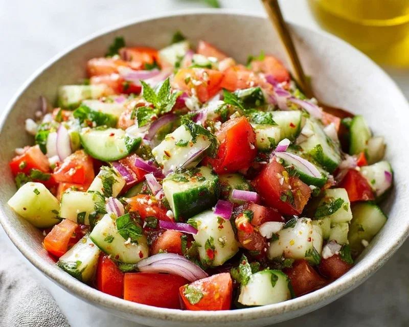 Mediterranean Salad with Cucumber, Tomato and Onion