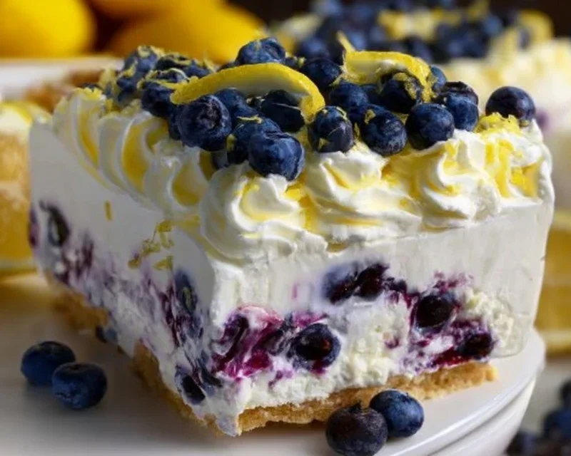 No-Bake Lemon dazzling Blueberry cream Cake