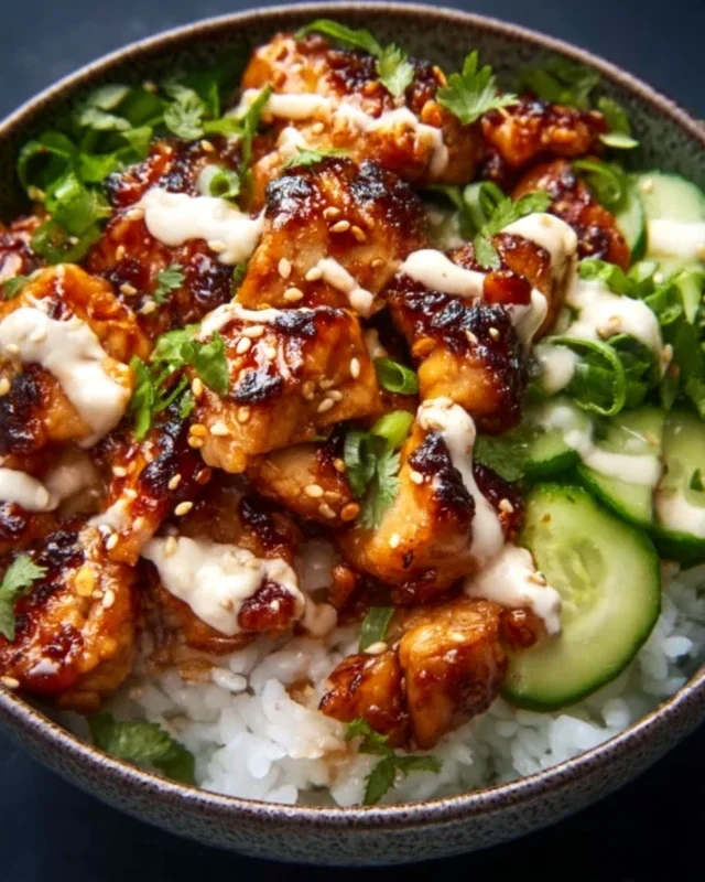 Spicy Honey-Gin Extract Extractger Chicken Bowls with Yum Yum Sauce