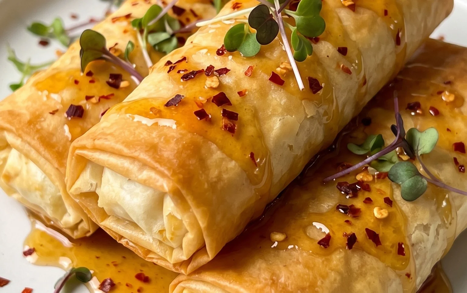 Indulgent Oven Fried Feta Rolls with Chili Honey Magic