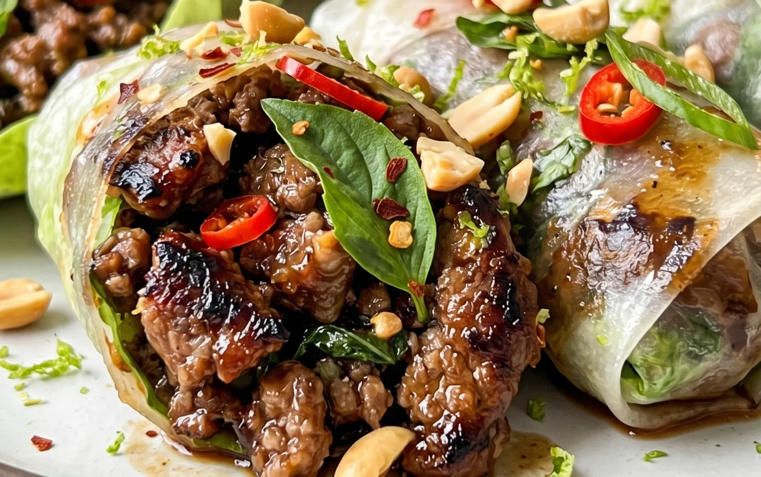 Thai Basil Beef Rolls