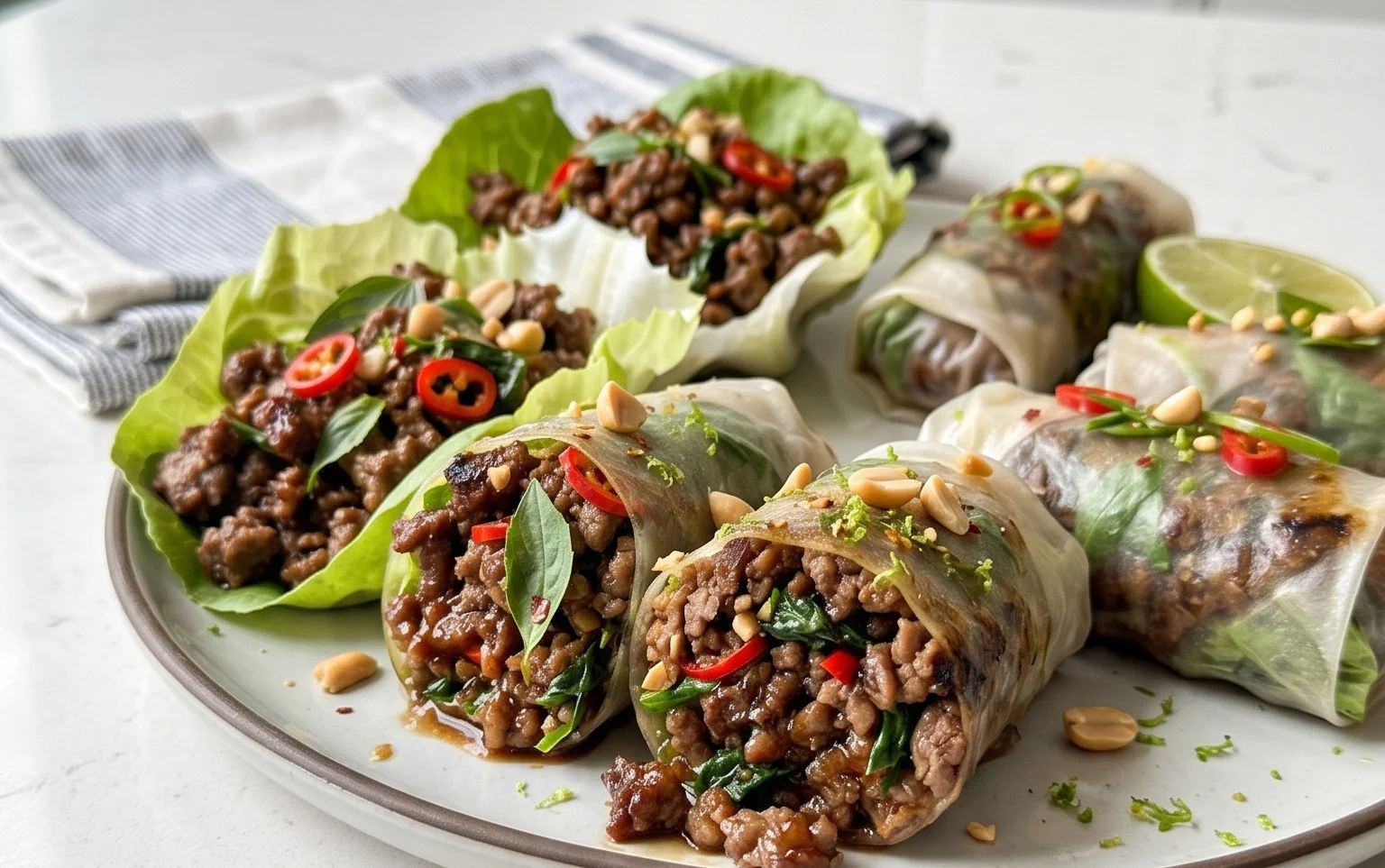 Thai Basil Beef Rolls