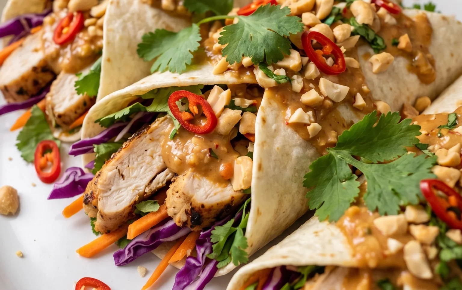 Thai Peanut Chicken Wraps