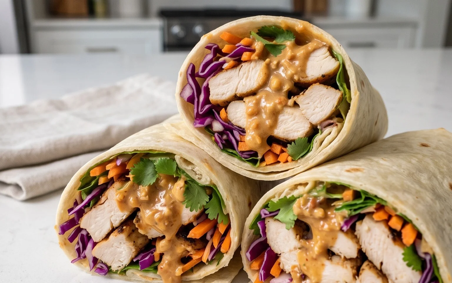 Thai Peanut Chicken Wraps