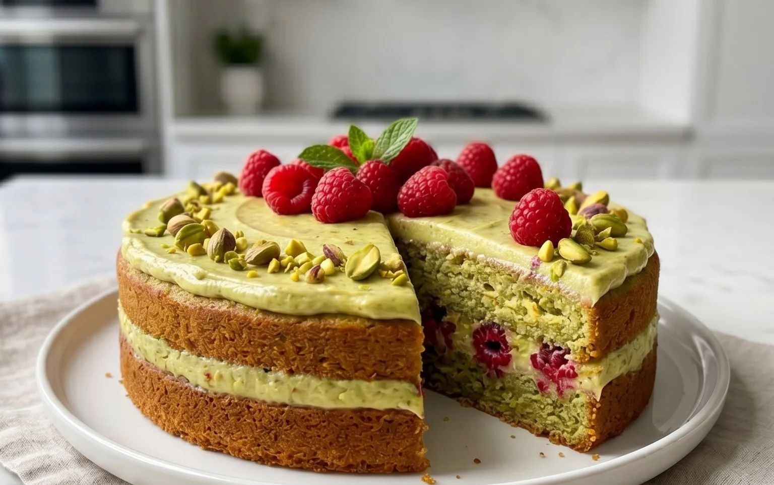 Pistachio Raspberry Cake