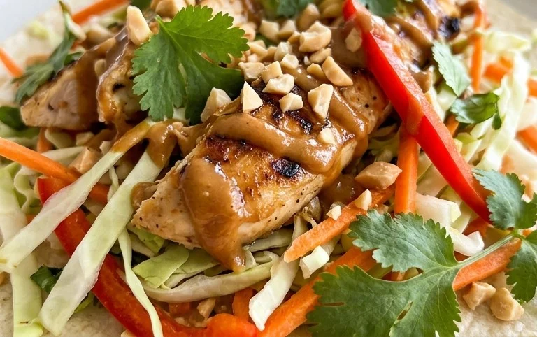 Thai Chicken Wrap with Crunchy Asian Slaw