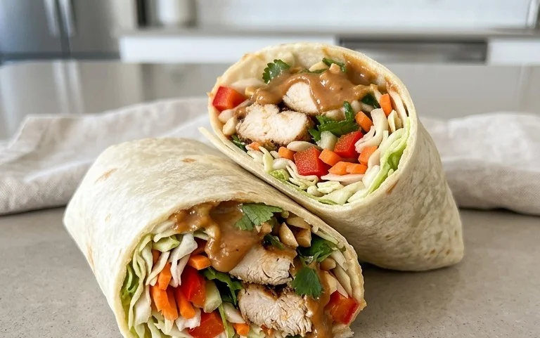 Thai Chicken Wrap with Crunchy Asian Slaw
