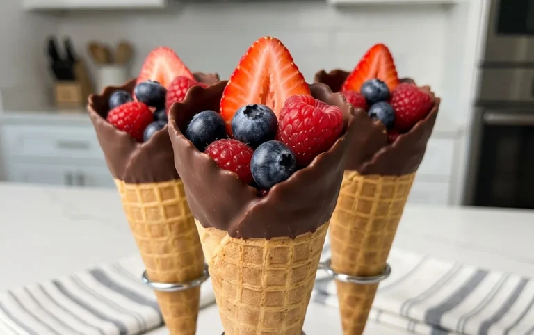 Chocolate Dipped Fruit Filled Cones