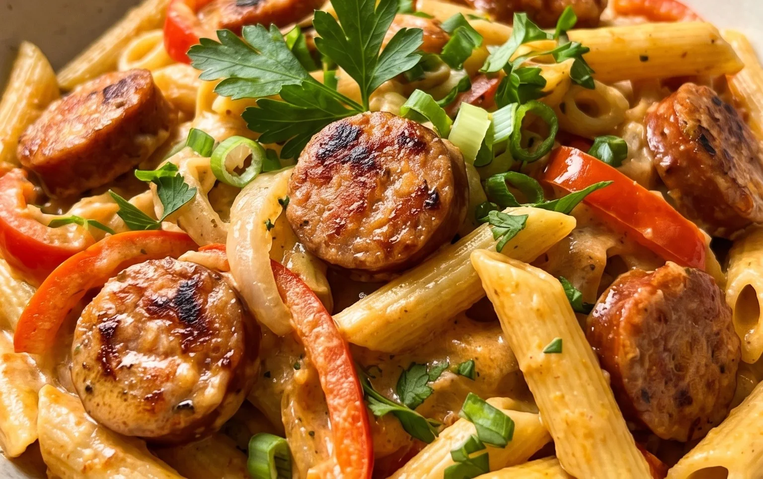One-Pot Creamy Spicy Cajun Sausage Pasta